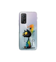 Xiaomi Mi 10 T ile Uyumlu Splash Kedi Tasarımlı Şeffaf Silikon Kılıf