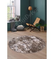 Dijidekor Halı Kahverengi Cool Yıkanabilir Yuvarlak Delüxe Yolluk Kilim Salon Halısı Modelleri