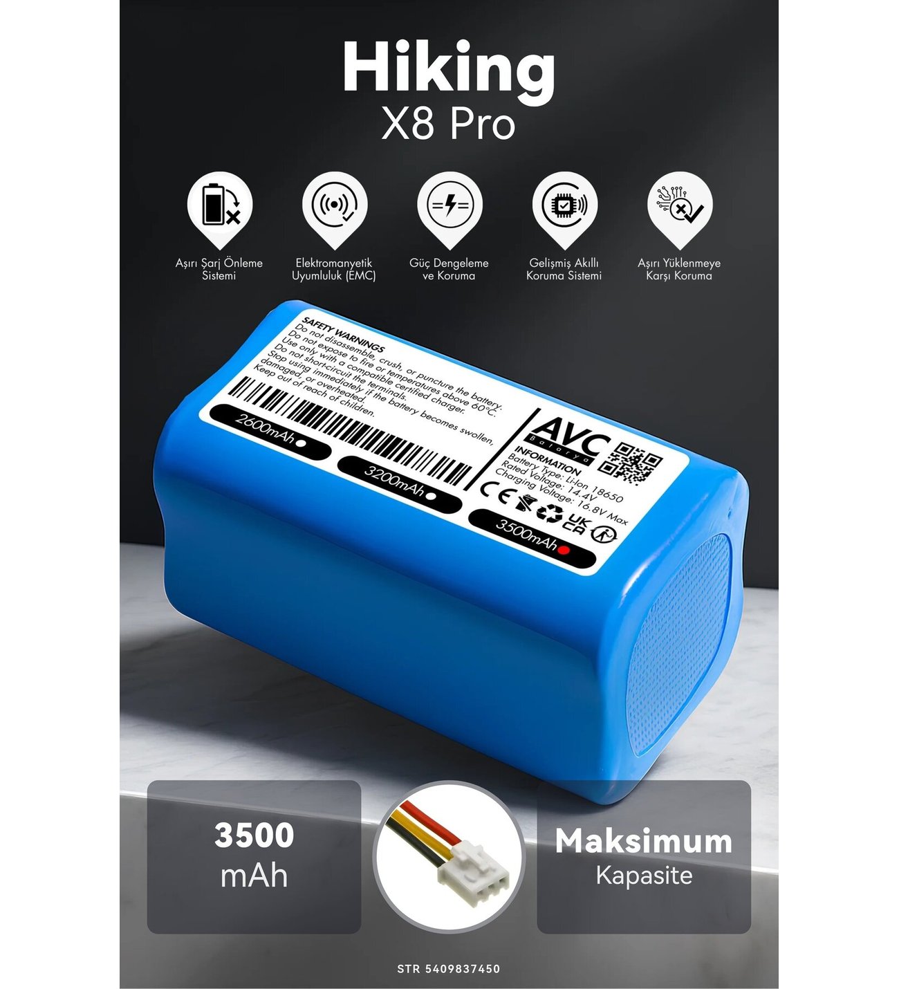 Hiking X8 Pro 3500mAh Robot Süpürge Bataryası - Maksimum Ömür