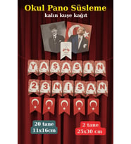 23 Nisan Okul Pano Süsleme Seti – Yaşasın 23 Nisan Afiş & Bayraklı Süs – Kalın Kuşe Kağıt (Sarı)