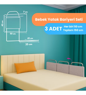 Miralay Yeni Nesil Yatak Bariyeri 50 x 40 cm Bej ( 3 Adet)