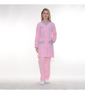 Bayan Temizlik Önlük Pembe Çizgi Garnili (Renksiz)