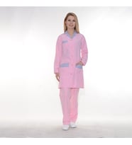 Bayan Temizlik Önlük Pembe Çizgi Garnili (Renksiz)