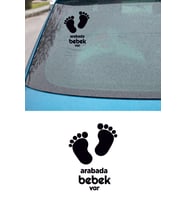 Arabada Bebek Var Sticker Yapıştırma Çıkartma 12x9cm