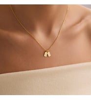 Kişiye Özel 925 Ayar Gümüş Tasarım Plaka Çift Harf Kolye (Gold)