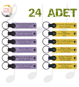 Mor Menekşe & Sarı, 24’lü Set, Kişisel Deri Hediyelik, Şirket Yıl Dönümüne Değer Katan Hediye