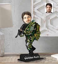 Kişiye Özel 2 Boyutlu Asker Erkek  Ahşap Biblo-2