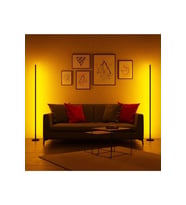 2 Adet Dekoratif Köşe Led Lambader -led Lamba Işık Sistemi - Full Rgb 256 Renk (Siyah - Açık Gri)
