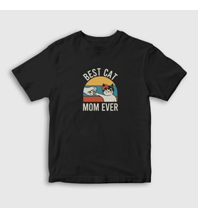 Presmono Unisex Çocuk Siyah Best Cat Mom Ever Kedi T-Shirt 287092tt
