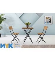 Ahşap Katlanır Masa Sandalye Bahçe Balkon Mutfak Takımı 2 Sandalye 1 Masa Takım