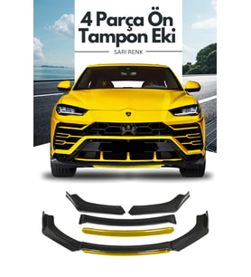 Sarı 4 Parça Ön Lip Universal Ön Tampon Eki Piano Black Sarı Renk