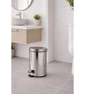 Krom 8 Lt Pedallı Paslanmaz Metal Banyo, Tuvalet, Mutfak ve Ofis Çöp Kovası Titan 7008
