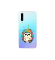 Huawei P30 ile Uyumlu Splash Kirpi Tasarımlı Şeffaf Silikon Kılıf
