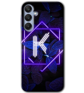 Galaxy A35 Kılıf HD Desen Baskılı Kılıf - Dark Neon Yaprak K Harfi