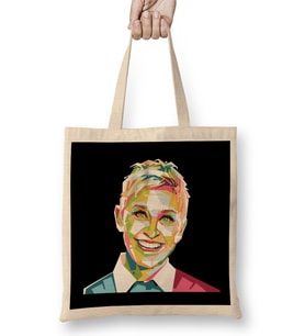 Geometric Celebrity Ellen DeGeneres Bez Çanta Uzun Saplı