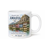 Amasya Plakalı Şehzadeler Şehri Yalıboyu Evleri Tasarımlı Kupa Bardak Hediye