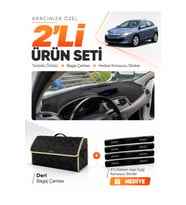 e-biz RENAULT MEGANE 3 KÜÇÜK EKRAN (2008-2015) Uyumlu Torpido + Deri Çanta - Siyah-Bej - RE022