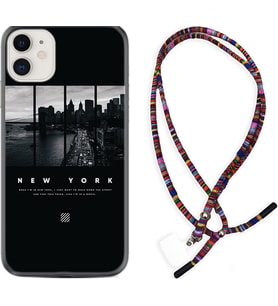 Apple iPhone 11 12 13 Mini Kılıf Boyun Asklı Rasta Silikon New York 1612