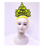 Mey İthalat® Happy Birthday Neon Sarı Renk Doğum Günü Tacı 24x15 cm