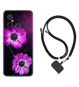 Xiaomi Redmi 12C Kılıf Resimli Boyun Askılı İpli Desenli Silikon Series Çiçekler 1869