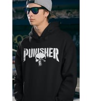 Punisher Baskılı Unisex Oversize Hoodie