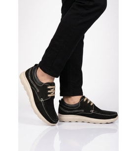 Ayakmod Premium Siyah Nubuk Hakiki Deri Erkek Casual Ayakkabı 2407 M