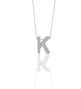 Söğütlü Silver Gümüş rodyumlu üç boyutlu minimal K harf kolye