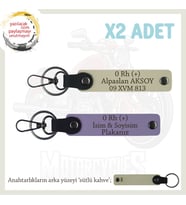 Motorcu Dostlara Özel, İsim Plaka ve 0 Rh (+) Kan Grubu Hediye x2' li Anahtarlıklar, Mor-S Kahve-SK (Çok Renkli)