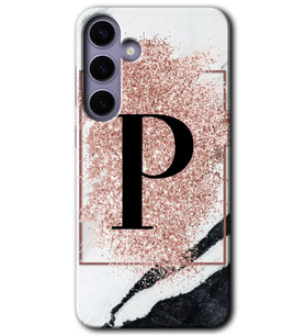Galaxy S24 Plus Kılıf HD Desen Baskılı Kılıf - Pembe Mermer Desenli P Harfi