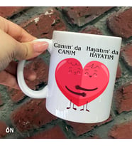 Size Özel Canımda canım Hayatım da hayatım Seramik Baskılı Kupa Bardaklar