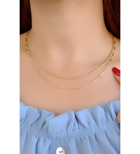 ÇİFT SIRA ZİNCİR KOLYE 14 AYAR A084995