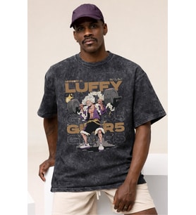 One Piece Monkey D. Luffy Fitness Bodybuilding Anime Baskılı Unisex Oversize Vintage Yıkamalı Tişört