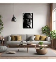 Modern Metal Duvar Sanatı Atatürk Metal Duvar Tablosu Portre (Siyah)