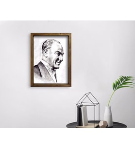 BK Home Atatürk Tasarımlı Doğal Masif Ahşap Çerçeveli Tablo-20