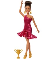 Barbie Balo Salonu Dansçısı Moda Bebek Kırmızı Fırfır Elbise, Dans Ayakkabıları Ve Kahverengi Stil S (Çok Renkli)
