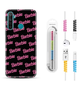 Realme 5i 5 Pro 6i 7 Pro 8 Kılıf Kablo Koruma Spiral Silikon Barbie 1404