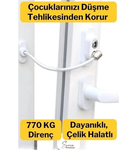 Çelik Halatlı Kablolu Anahtarlı Dayanıklı Pvc Kapı Pencere Emniyet Çocuk Güvenlik Kilidi 1 Adet