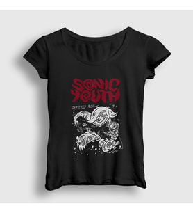 Presmono Kadın Siyah Teenage Riot Sonic Youth T-Shirt 455991tt