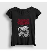 Presmono Kadın Siyah Teenage Riot Sonic Youth T-Shirt 455991tt