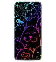 General Mobile GM 24 Pro Kılıf Silikon Desen Özel Seri Neon Cats 1790