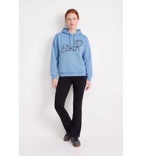 Kadın Kapüşonlu Dünya Baskılı Mavi Sweatshirt