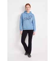 Kadın Kapüşonlu Dünya Baskılı Mavi Sweatshirt