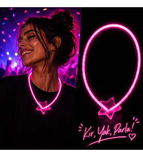 Fosforlu Yıldız Parti Kolyesi – Neon Işıklı Kolye Pembe Renk