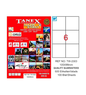 TANEX 2303 LASER ETİKET 105x99mm 6x100 600 ADET