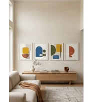 Modern Geometrik Soyut Sanat 4’lü Ahşap Çerçeveli Tablo Seti