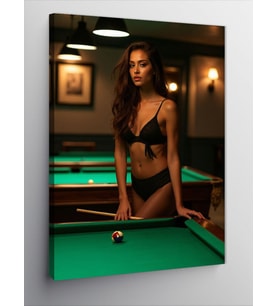 Kanvas Tablo Bilardo Oynayan Kadın