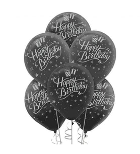 Happy Birthay Siyah Balon 12 inç (25x30 cm) 10’lu Paket-