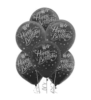 Happy Birthay Siyah Balon 12 inç (25x30 cm) 10’lu Paket-