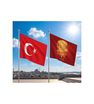 TRY Raşel Kumaş Bayrak ve Türkiye Cumhuriyeti Alpaka Kumaş Bayrak 2'li set 100x150 Cm