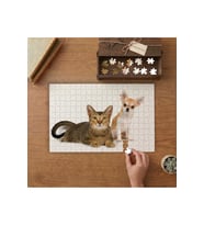 Sevimli Kedi ve Köpek Tasarımı 240 parça Ahşap Puzzle Ahşap Kutuda MP02485